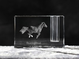 Thoroughbred , crystal pen holder with horse, souvenir, decoration - £39.95 GBP