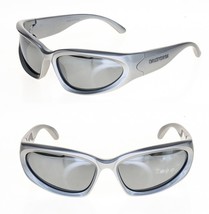BALENCIAGA SWIFT 0157 Silver Mirror Logo Print Wrap Mask Sunglasses BB01... - $345.71