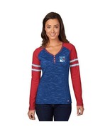 New York Rangers Womens Plus Size Majestic Raglan Henley Tee- MSRP $42 - $18.39