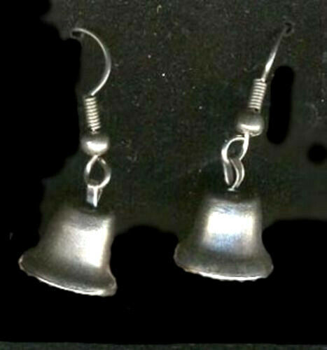 Funky Mini LIBERTY BELL EARRINGS Teacher Patriotic Charms Costume Jewelry-SILVER - $4.89