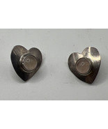 Native American Sterling Silver Earring Heart with Rose Pink Quartz - $44.55