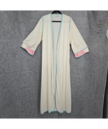 Vintage Bill Tice Wrap Long Robe Loungewear Women Cream Pink Blue Pocket... - £35.34 GBP