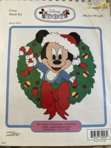 Disney Babies Mickey Wreath (Christmas) Cross Stitch Kit 32023 New In Package - $27.10