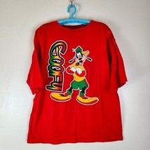 Disney Mickey Unlimited Men&#39;s Goofy Colorful Red Tee Shirt Size XL Double Sided - £19.49 GBP