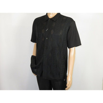Men Silversilk 2pc walking leisure Matching Suit Italian woven knits 51016 Black image 3