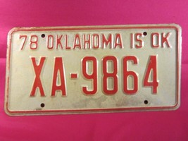 LICENSE PLATE Car Tag 1978 OKLAHOMA XA 9864 Oklahoma County [N20a] - $11.52