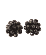 Vintage Laguna Clip On Earrings Faceted Jet Beads VGC - £5.38 GBP