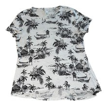 Weekends Chico’s Black &amp; White tropical print tee sz 2 (12-14) - $14.40