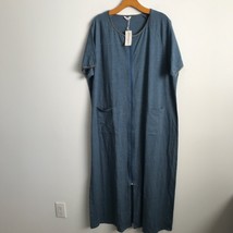 Ekouaer Kaftan XL Blue House Dress Mumu Solid Short Sleeve Sleep Pockets... - $26.72