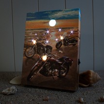 Motorcycle Led Sunset Riders tabletop Canvas Print image 2