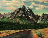 Grand Teton Mountain From Jackson-Moran Highway Unused UNP Linen Postcar... - $6.88