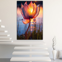 Flowers Sunset Canvas Painting Wall Art Posters Landscape Canvas Print Picture - £10.96 GBP+