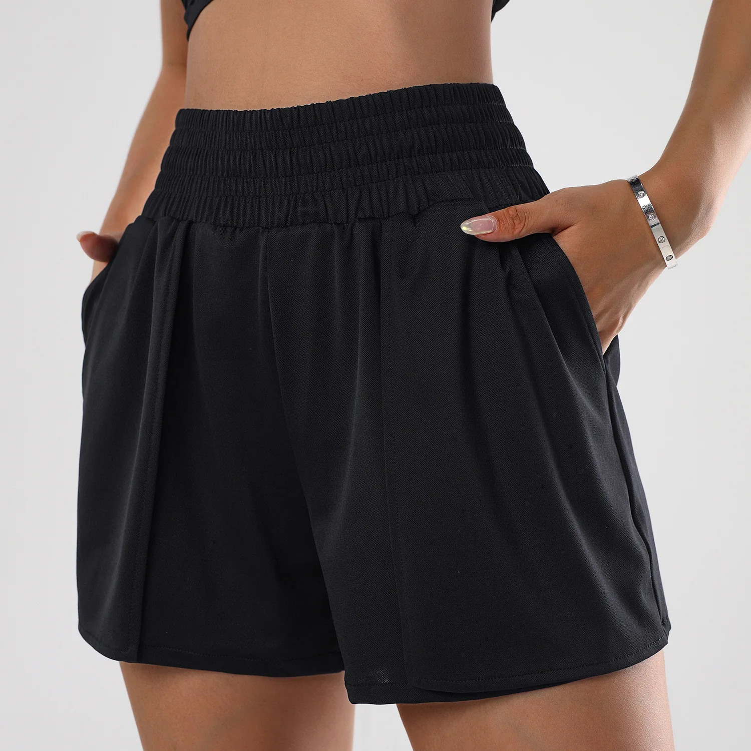 Summer Comfortable High-waisted Peach Hip Lift Quick-Drying Tight Shorts Anti-gl - £116.92 GBP