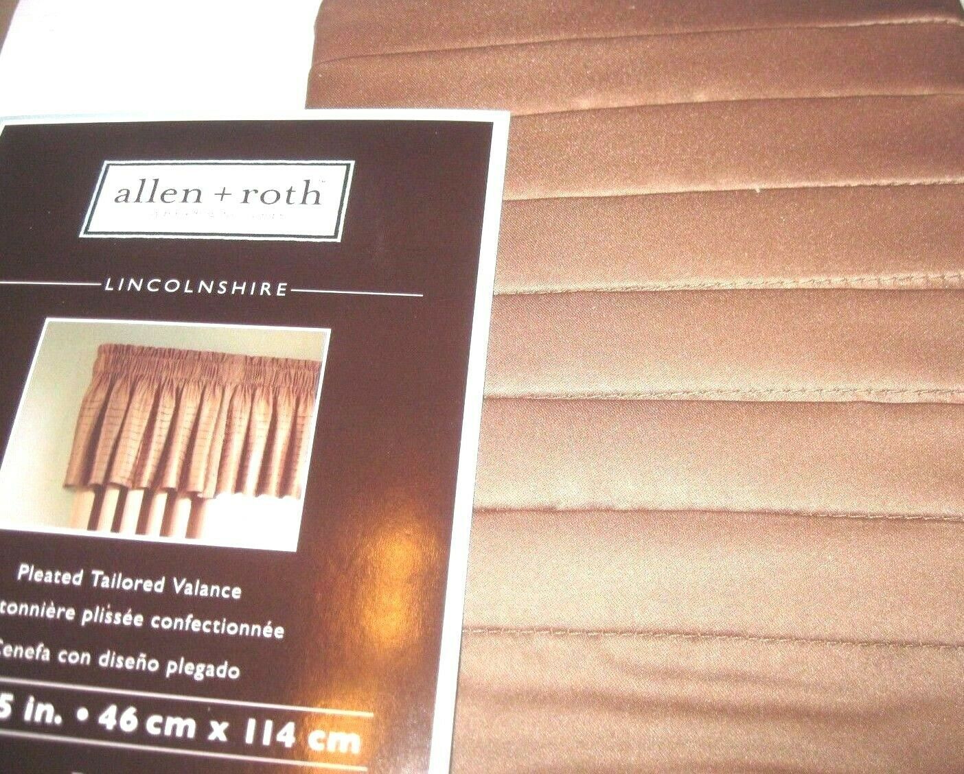 Allen Roth Lincolnshire Valance Pleated Tailored Window TAN 18 x 45 FREE SHIP - $18.80