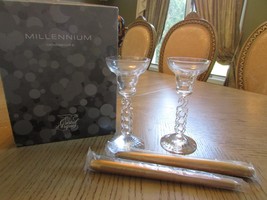 CRISTAL D&#39; ARQUES FRANCE PAIR OF MILLENNIUM CRYSTAL CANDLESTICKS W/GOLD ... - $7.87
