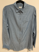 Denim Blouse Button Down Shirt Sz 10 -JIGSAW Blue Long Sleeve Cotton Wom... - £9.78 GBP