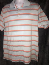 Nike Tour Polo Shirt L/G/G Spring Orange And Gray Stripes, Golf Performance - £9.34 GBP