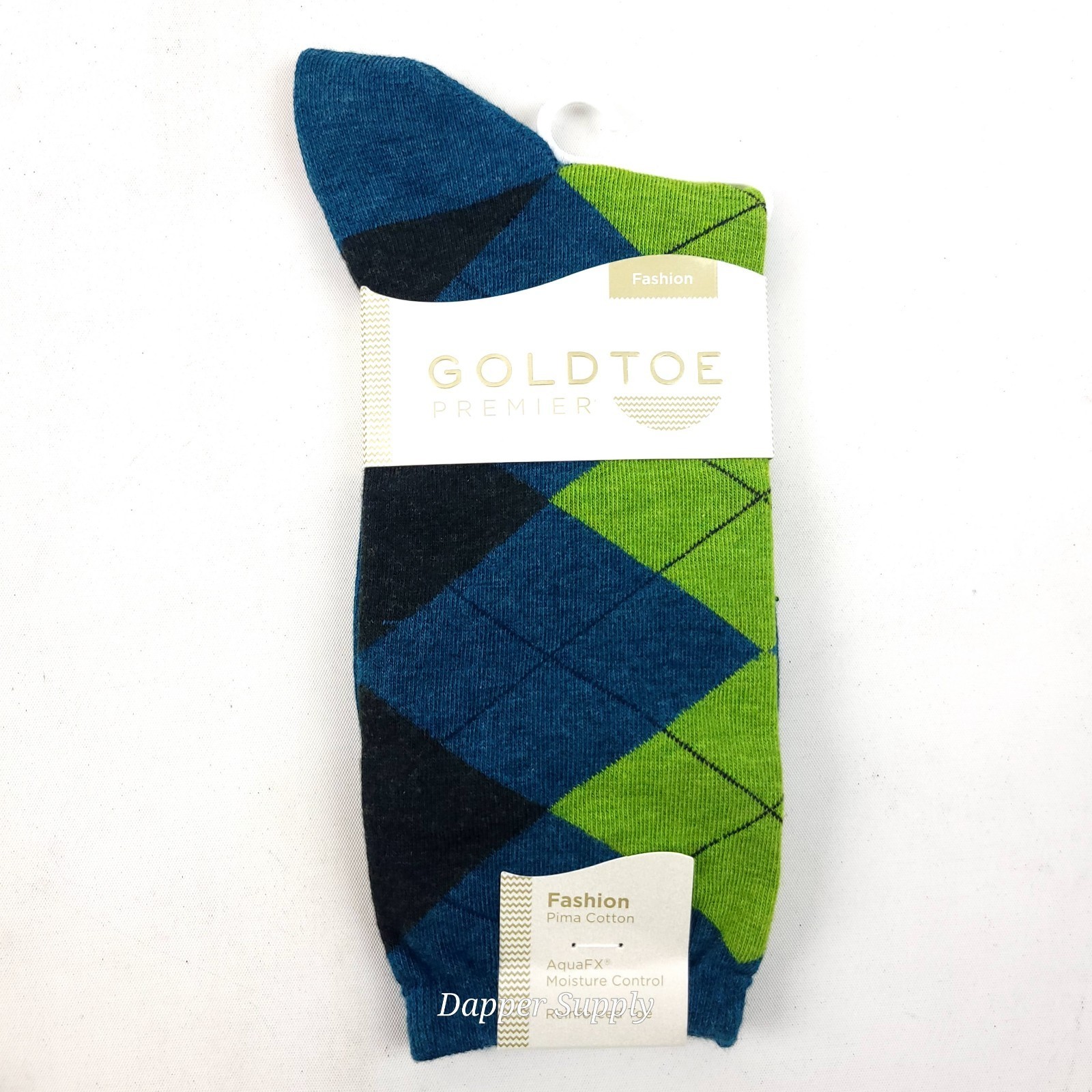 GOLD TOE Premier Fashion Socks AquaFX Size 6-9 Pima Cotton Dress Argyle ... - $12.86