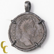 Ancient Roman Coin In Silver Antiqued Bezel Pendant 24.7 Grams - £497.37 GBP