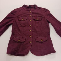 White House Black Market Women's Red Button Front Jacket Pockets Size 4 Chest 35 image 13