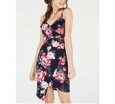 Crave Fame Junior Womens S Navy Pink Floral Asymmetrical Bodycon Dress NWT - £11.07 GBP