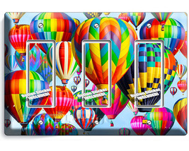 Vibrant colorful hot air balloons triple rocker light switch wall plate cover bo - $17.97