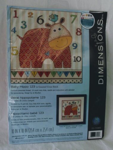 Primary image for Counted Cross Stitch Baby Hippo Personalize Dimensions Nursery Kit Alphabet NEW