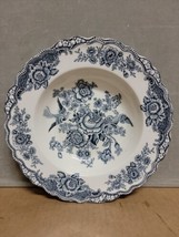 Crown Ducal Bristol Blue Scalloped Rimmed Soup Bowl 9&quot; crazing on bottom  - $25.88