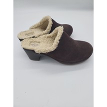 Crocs Dual Comfort Clogs 7 Womens Sherpa Lined Brown Mules Slip On Wedge Shoes - £31.06 GBP