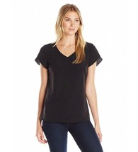 NWOT Lark &amp; Ro Women&#39;s Ruffle Sleeve V-Neck Blouse, Black, Small - £23.73 GBP