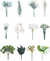 Artificial Greenery Stems 57pcs Fake Greenery with 12 Kinds Faux Greenery for We - £31.13 GBP