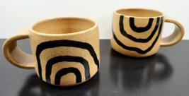 2 Void &amp; Form Ceramics Black Curves Mugs Set Handmade Pottery Glazed Cof... - $59.37