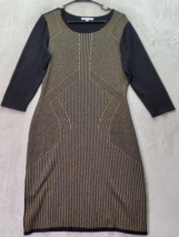 Sandra Darren Bodycon Dress Womens Large Black Striped Long Sleeve Round Neck - £18.69 GBP