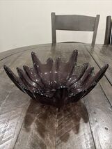 Viking Glass Amethyst Purple Textured Epic Stockholm Lotus Petal Bowl 10” - $39.59