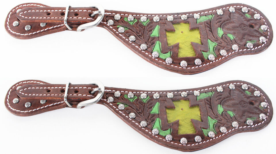 Horse Western Riding Cowboy Boots Leather Spur Straps Tack  7480 - $26.72