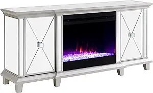 Toppington Mirrored Media Console Color Changing Electric Fireplace, Silver - $1,346.99