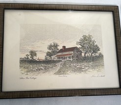 Framed Genuine Etching by Nan Lindahl Allen Poe&#39;s Cottage 12&quot; x 9&quot; Framed - £71.05 GBP