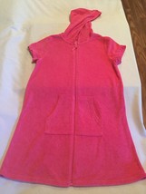 Size 10  12 large Wonder Nation swimsuit cover dress hoodie zipper pink ... - $15.59