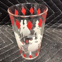 Vintage Glass Tumbler- Swanky Swigs - Red Diamonds &amp; White Colonial Dancers MCM - £3.89 GBP