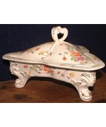 Vintage Hollywood China Divided Footed Compote Floral Design W/Lid Made ... - $24.74