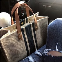 Acity handbag for ladies vintage striped tote for female portable ol business briefcase thumb200