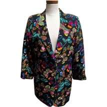 Vintage Paul Stanley Designer Blazer Women&#39;s BUtterfly 100% Silk Jacket Petite S - £22.06 GBP