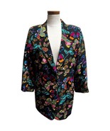 Vintage Paul Stanley Designer Blazer Women&#39;s BUtterfly 100% Silk Jacket ... - £21.93 GBP