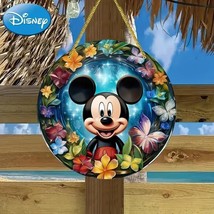 Disney MICKEY MOUSE Stained Acrylic SunCatcher 6&quot; Wreath Window Wall Decor - £11.38 GBP