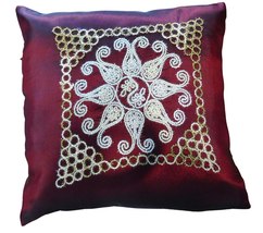red Cushion Pillow Case Flowers 40x40cm/15.5x15.5in Thai Silk Bed Sofa  - £7.16 GBP