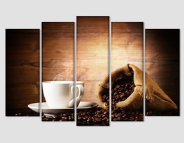Coffee Cup and Bag Print Coffee Canvas Art Kitchen Wall Deacor Coffee Wall Art C - £39.16 GBP