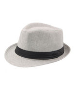 HOT Gray Straw Jazz Fedora Hat Trilby Cuban Sun Cap - Panama Short Brim ... - £15.12 GBP