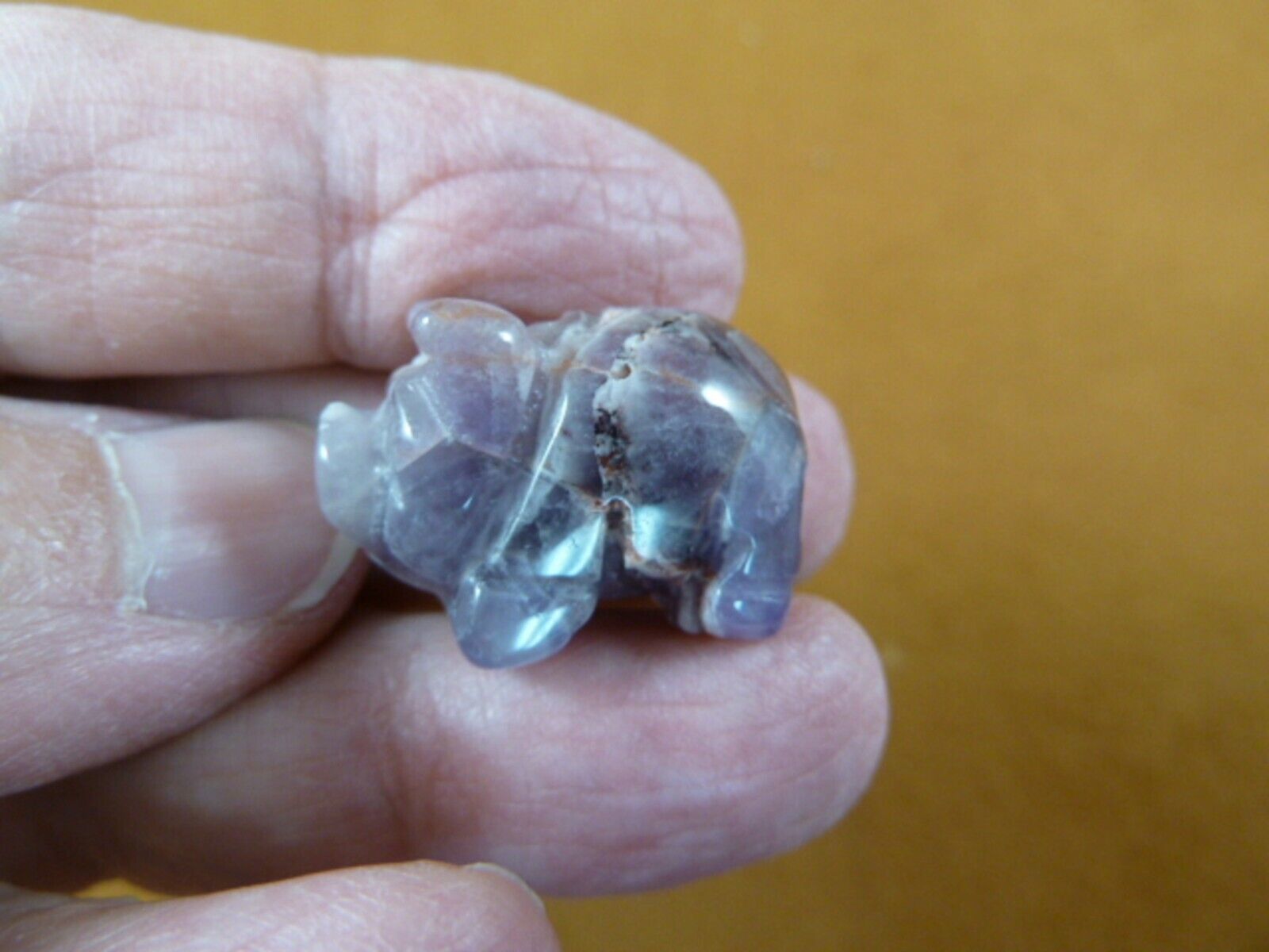 Primary image for (Y-PIG-503d) little 1" purple Amethyst crystal PIG pigs gemstone FIGURINE piglet