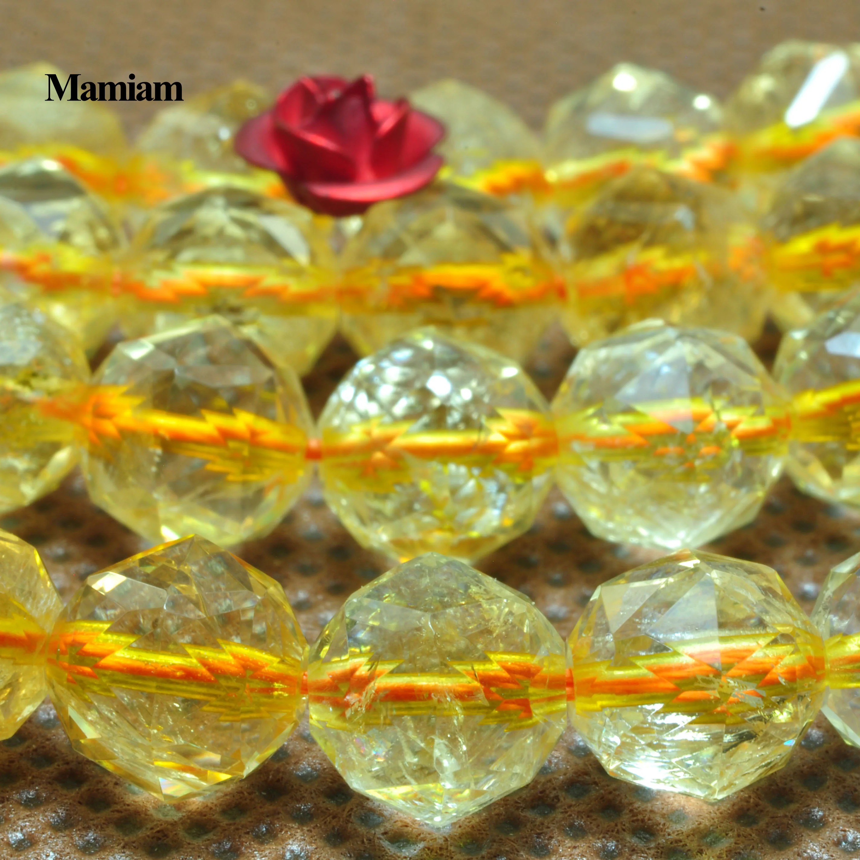 Natural A Citrine Yellow Quartz Crystal Diamond Faceted Beads 6mm 8mm Stone Diy  - £42.23 GBP