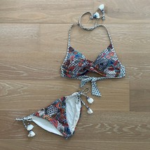 Red Carter 2 pc Bikini Tahitian Tide Twist Halter Top Paige Classic Cut ... - $74.99